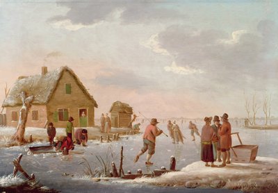 Figure che pattinano in un paesaggio invernale da Hendrik Willem Schweickardt